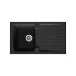 Stradour - evier cuisine a encastrer 1 bac + 1 gouttoir arena - rsine - 86 x 50 cm - noir