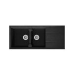 Evier cuisine a encastrer 2 bacs + 1 gouttoir aloa - rsine - 116 x 50 cm - noir - stradour