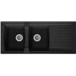 Evier cuisine a encastrer 2 bacs + 1 egouttoir arena - resine - 116 x 50 cm - noir - stradour