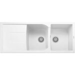 Evier de cuisine granit a 2 bacs plus egouttoir plados cx1162� blanc latte