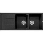 Evier de cuisine granit a 2 bacs plus egouttoir plados cx1162 noir metal