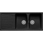 Evier de cuisine granit a 2 bacs plus egouttoir plados sp1162 noir matt