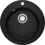 Primagran - evier cuisine granit rond 50x50cm, evier 1 bac + kit de vidage + planche � d�couper, lavabo ...