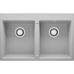 Primagran - evier cuisine en granit 78x50cm, lavabo 2 bacs + kit de vidage + planche  dcouper, vier ...