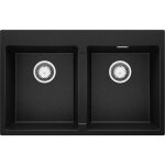 Primagran - evier cuisine en granit 78x50cm, lavabo 2 bacs + kit de vidage + planche  dcouper, vier ...
