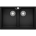 Evier cuisine en granit 78x50cm, lavabo 2 bacs + kit de vidage, vier  encastrer au meuble 80cm - madrid ...