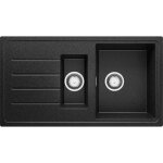 Primagran - evier cuisine en granit 90x50cm, lavabo 1, 5 bacs + kit de vidage, �vier � encastrer au meuble ...