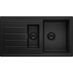 Primagran - evier cuisine en granit 90x50cm, lavabo 1, 5 bacs + kit de vidage, �vier � encastrer au meuble ...