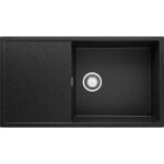 Primagran - evier cuisine en granit 90x50cm, lavabo 1 bac + kit de vidage, �vier � encastrer au meuble ...