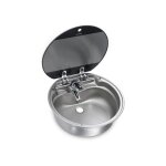 Dometic - evier cuve ronde en inox avec couvercle en verre Dometic - evier cuve ronde en inox avec couvercle en verre