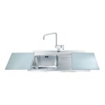 Smeg - evier encastrable 1 cuve et gouttoir  droite avec planches  dcouper en verre li91sgd