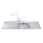 Smeg - evier encastrable 1 cuve et gouttoir  gauche avec planches  dcouper en verre li91sgs