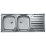 Evier de cuisine � poser avec cuve double �gouttoir droit 120x50 cm samet sa127dx