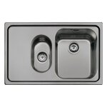 Evier encastrable 2 cuves avec gouttoir  gauche inox noir 79x50 cm - smeg sp7915sn