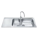 Smeg - evier encastrable semi - encastr 2 cuves et gouttoir  gauche 116x50 inox lgm116s