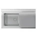 Evier encastr� 1 cuve et �gouttoir droit 90x50 inox bross� - smeg lrx901d
