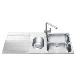 Smeg - evier encastr 2 cuves et gouttoir  gauche 100x50 inox bross lts102s2