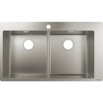 Hansgrohe - evier à encastrer 2 bacs s71 1 trou sans vidage inox Hansgrohe - evier à encastrer 2 bacs s71 1 trou sans vidage inox