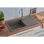 Evier à encastrer evier de cuisine granit mineralite 78 x 44cm gris béton respekta Evier à encastrer evier de cuisine granit mineralite 78 x 44cm gris béton respekta