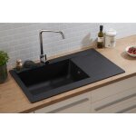 Evier � encastrer evier de cuisine granit mineralite 86 x 50 cm noir respekta