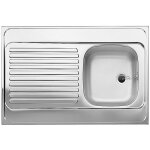 Evier inox 18 / 10 � poser 100x60cm 1 cuve et 1 �gouttoir avec vidage blanco france 510503 + 222458 + ...