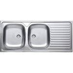 Evier inox 18 / 10 à encastrer réversible moderna 2 cuves + égouttoir - sans vidage - 116x50cm Evier inox 18 / 10 à encastrer réversible moderna 2 cuves + égouttoir - sans vidage - 116x50cm
