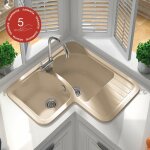 Evier pour meuble d'angle � encastrer poalgi jade albero - 2 bacs avec �gouttoir