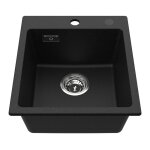Cecipa - evier noir 40x45cm granit, evier cuisine 1 bac, vier de granit rectangulaire, petit evier granit, ...