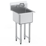 Mophorn - vevor evier de preparation utilitaire en acier inoxydable, petit evier sur pied a 1 cuve 38x38 ...