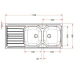 Franke - evier renova inox à encastrer 2 cuves avec égouttoir 116x50cm 898311 Franke - evier renova inox à encastrer 2 cuves avec égouttoir 116x50cm 898311