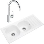 Villeroy&boch - evier 2 bacs villeroy et boch nestor plus + mitigeur cuisine bec haut grohe bauloop Villeroy&boch - evier 2 bacs villeroy et boch nestor plus + mitigeur cuisine bec haut grohe bauloop