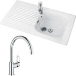 Villeroy&boch - evier 1 bac villeroy et boch tudor + mitigeur cuisine grohe bauloop bec haut Villeroy&boch - evier 1 bac villeroy et boch tudor + mitigeur cuisine grohe bauloop bec haut