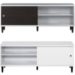 Ebuy24 - evolution meuble tv 1 porte, 2 tagres blanc, noir.