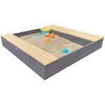 Evy - bac a sable bac � sable avec bassin et espace de rangement gris, brun bac a sable bois, bois de ...