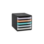 Exacompta - module de classement big box plus arlequin pastel 5 tiroirs multicolores - noir / assortis ...
