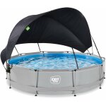 Exit toys - piscine exit soft grey 360x76cm avec pompe filtrante et voile d'ombrage - gris