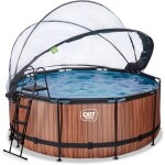 Exit toys - piscine hors sol ronde 360x122cm avec dme wood (marron)