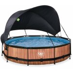 Exit toys - piscine exit wood 360x76cm avec pompe filtrante et voile d'ombrage - marron