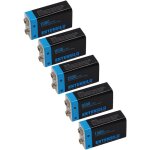 5x piles bloc batterie 9v pour divers appareils (1000mah, 9v, li - ion), prte  l'emploi, avec port ...