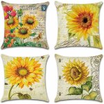 Extrieur housse de coussin, lot de 4 impermable tournesol motif canap taie d'oreiller pour patio jardin ...