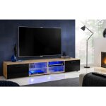 Extreme furniture - armoire tv t32 - 200, (lxhxp): 200 x 34, 5 x 45, corps en wotan mat, faades en noir ...