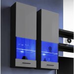 Extreme furniture - vitrine murales suspendue t51, (lxhxp): 40 x 120 x 29, corps en noir mat, façades ... Extreme furniture - vitrine murales suspendue t51, (lxhxp): 40 x 120 x 29, corps en noir mat, façades ...