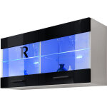 Extreme furniture - vitrines murales t25, (lxhxp): 100 x 50 x 30, corps en blanc mat, faades en noir ...