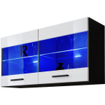 Extreme furniture - vitrines murales t25, (lxhxp): 100 x 50 x 30, corps en noir mat, faades en blanc ...