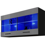 Extreme furniture - vitrines murales t25, (lxhxp): 100 x 50 x 30, corps en noir mat, faades en brillant ...