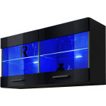 Extreme furniture - vitrines murales t25, (lxhxp): 100 x 50 x 30, corps en noir mat, faades en noir ...