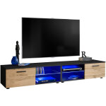 Extreme furniture - armoire tv t32 - 200, (lxhxp): 200 x 34, 5 x 45, corps en noir mat, faades en wotan ...