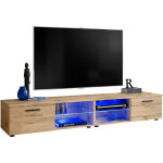 Extreme furniture - armoire tv t32 - 200, (lxhxp): 200 x 34, 5 x 45, corps en wotan mat, faades en wotan ...