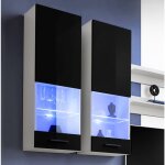 Extreme furniture - vitrine murales suspendue t51, (lxhxp): 40 x 120 x 29, corps en blanc mat, faades ...