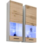 Extreme furniture, vitrine murales suspendue t51, (lxhxp): 40 x 120 x 29, corps en blanc mat, faades ...